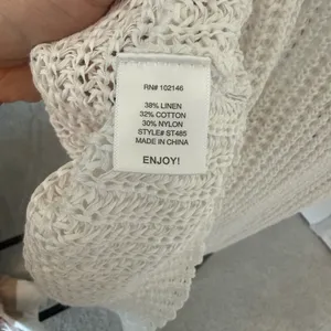 Michael Stars Light Cream Open-Weave V-Neck Cardigan thumbnail 3