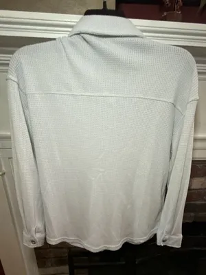 Better Together White Waffle Knit Button-Down Long Sleeve Shirt thumbnail 4