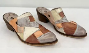 DKODE Jenelle Patchwork Multi Distressed Metallic Leather Mule Clog EU 40 US 9 Brown thumbnail 1