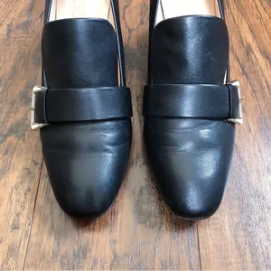 Kate Spade • Alia Buckle Leather Mule Loafers black block heel pump chunky thumbnail 5