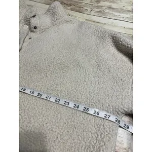 Aerie Fleece Pullover Sherpa Women's XL Cream Cozy Soft Quarter Snap thumbnail 6