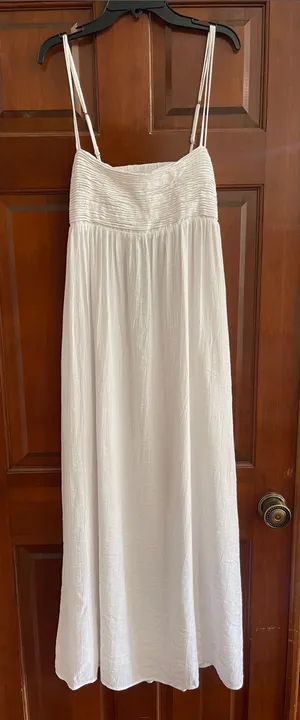 Abercrombie & Fitch White Textured Maxi Dress Large Tall thumbnail 1