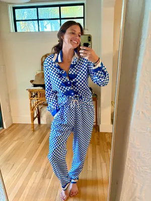 NWOT Blue Checkerboard Sardine Fish Matching Shirt & Pants Set thumbnail 5