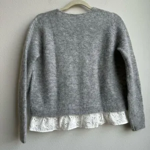 Sezane Alfred Kid Mohair Merino Knit Jumper Sweater Gray V Neck Size Small thumbnail 7