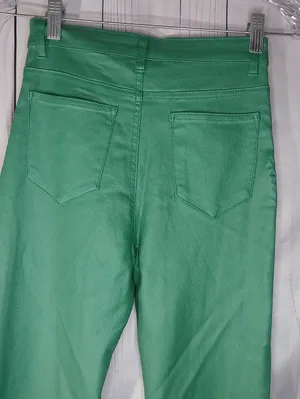 Edikted Luna Green Faux Leather Mid Rise Women's Flare Y2K FashionEdgy Pants thumbnail 6