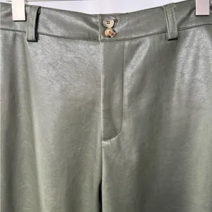 NWT Lulus Effortless Edge Vegan Leather Straight Leg Pants in Olive Green Size M thumbnail 8