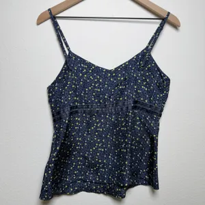 Fossil Women 100% Silk Cami Top Medium Blue Polka Dot Preppy Whimsigoth Fairy‎ thumbnail 7