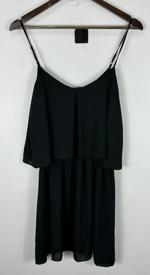 ZOA New‎ York Dress M Black Minimalist Overlay Layered Evening Cocktail Party thumbnail 1