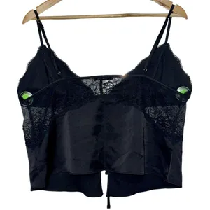 Abercrombie & Fitch Sleepwear Black Lace Sheer Bow Tie Camisole Top Women Size L thumbnail 2
