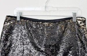 [Vintage] Forever 21 Black Gold Sequined Low Rise Mini Skirt Y2K 90s Sz Large L thumbnail 5