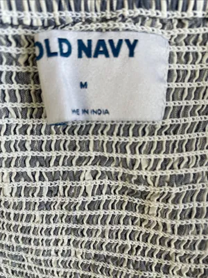 Old Navy Blue and White Striped Square-Neck Peplum Blouse thumbnail 5