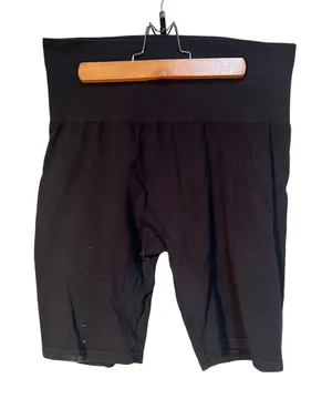 Women's Athletic Short Bike Short Black Pull On High Rise 9" Inseam Stretch Flaw thumbnail 1