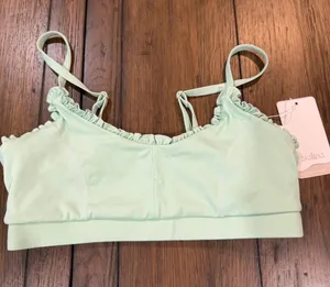 Aralina Mint Ruffle Trim workout bra Green Size M thumbnail 1