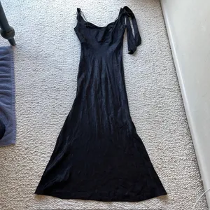 AQUA x Liat Baruch Floral Silk Jaquard Maxi Dress Tie‎ Shoulder Black XS thumbnail 8