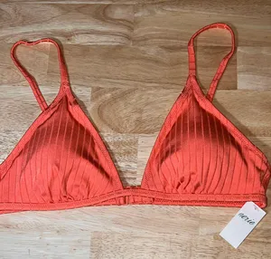 Aerie Medium Women's Ribbed Crossover Triangle Bikini Top BNWTS thumbnail 1