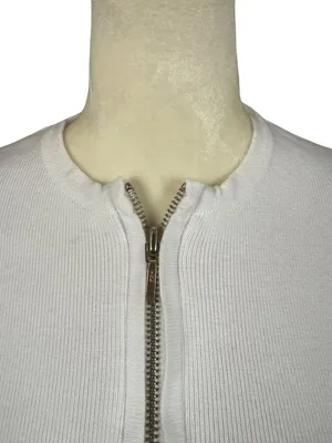 J. Crew women's white long sleeve zip up crewneck stretchy sweater size small thumbnail 6