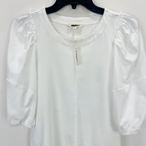 J.Crew Madewell Puff Sleeve Tee Shirt Cotton Top Relaxed Minimalist Eyelet White M NWT thumbnail 11