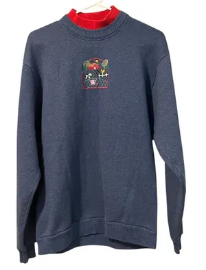 Vintage Gopher Sport‎ Mock Neck Sweatshirt Women's Large Purple Farm Embroidery thumbnail 1