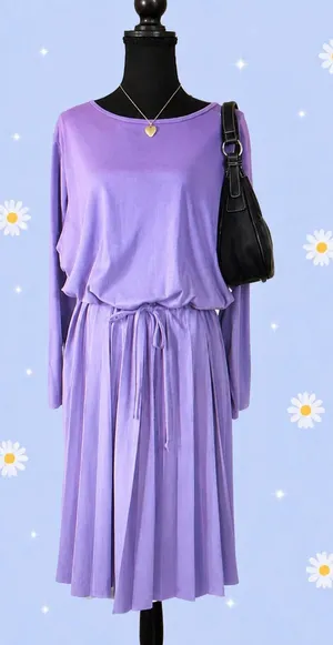 1970s vintage Blair lavender midi dress made in USA Size M/L 💜 thumbnail 1