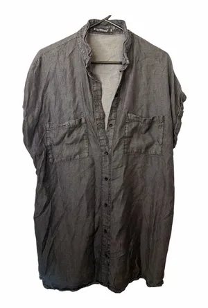 Zilcremo Black Denim Short Sleeve Shirt Dress thumbnail 1