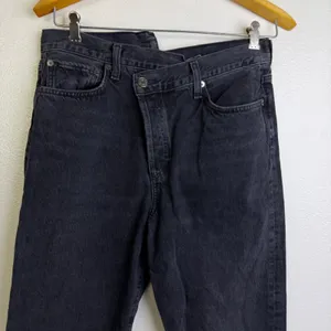 Agolde Criss Cross High Waist Jeans 29 Womens Black Shambles Cotton Frayed thumbnail 3