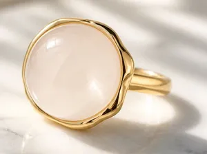 &merci Gorgeous Stainless Steel Golden Embellished Statement Ring Size 6 thumbnail 1
