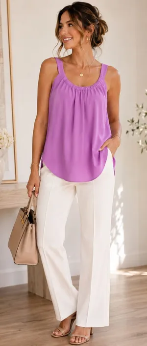 LOFT Lilac Purple Draped Scoop Neck Tank Top XS thumbnail 1