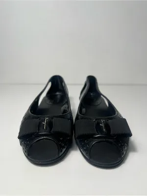 Salvatore Ferragamo Nilly Nara Vara Bow Perforated Peep Toe Jelly Flat Slides thumbnail 6