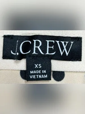 J. Crew Size XS Pull On Cream & Black Polka Dot Satin Midi Skirt thumbnail 2