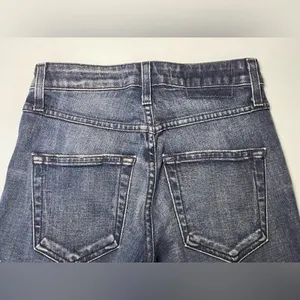 AMO Stix Crop Jeans Forever Blue Size 24 Slim Mid Rise Raw Hem Made USA thumbnail 11