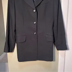 Valerie Stevens Women's Size 2 Petite Blazer‎ Suit Jacket Black Pure New Wool thumbnail 3