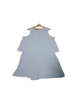 Dokotoo Womens XL Blue Layered Romper Sleeveless Flowy Resort Summer thumbnail 3