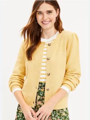 LOFT Soft Fuzzy Knit Button-Down Cardigan Size S thumbnail 1