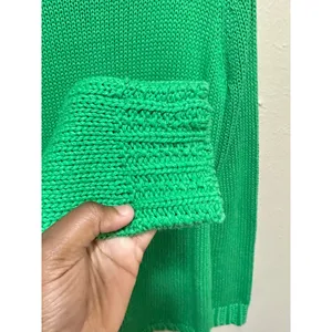 Lauren‎ Ralph Lauren Green Knit Sweater Womens Large Cotton Crewneck thumbnail 6