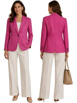 J. Crew Parke Blazer in Stretch Linen Women's 8 Vivid Fuchsia Career Preppy Chic thumbnail 2