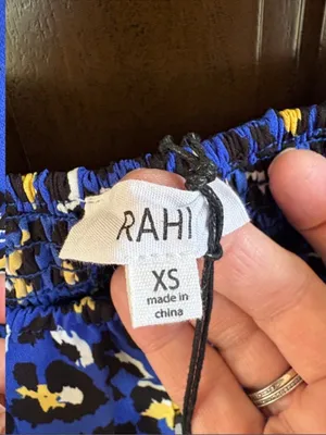 NWT RAHI Chloe Puff Shoulder Blue Animal Print Crop Top Size XS thumbnail 8