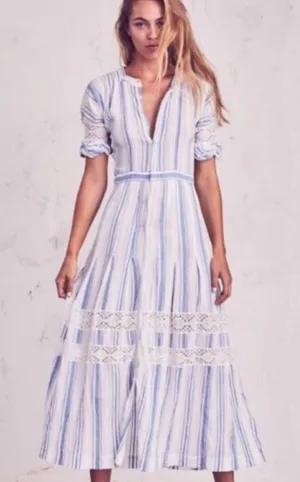 LoveShackFancy Eden Striped Cotton Short-Sleeve Coverup Maxi Dress Size 4 thumbnail 1