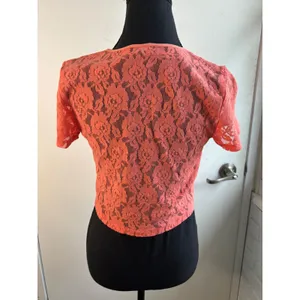 Anthropologie Floral Lace Crop Top medium layered maximalist boho‎ prairie thumbnail 3