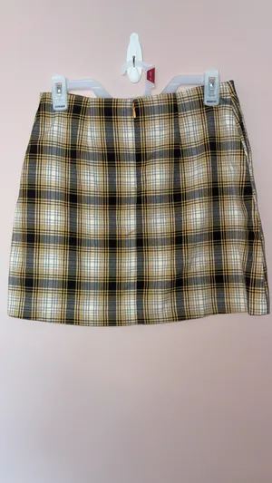 Urban Outfitters Black Yellow Plaid Skirt Mini Slit thumbnail 7