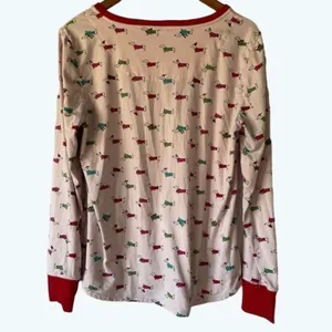 Kate Spade · Medium · Dachshund Print Pajama Top · Pink · Red Trim · Soft Knit thumbnail 3