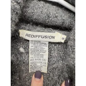 Vintage Silk Angora Wool Blend Gray Paisley Beaded Turtleneck Sweater Sz Small thumbnail 2