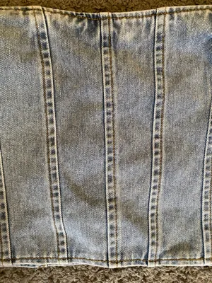 Pretty Little Thing -Denim Strapless Corset Top - Light Blue size 10 petite thumbnail 2