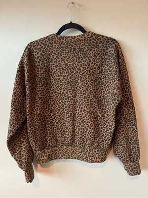 Marine Layer Women’s Cloud 9 Fleece Lined Leopard ‎Crewneck Sweatshirt Size M thumbnail 7