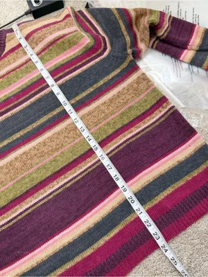 Tiara International Vintage Mock Neck Knit Sweater Grandma in Multi Stripe X thumbnail 9