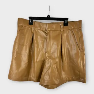 Abercrombie & Fitch Womens size XL Vegan Pleated Leather Shorts Brown thumbnail 1