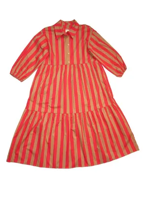 NWT Anthropologie Maeve Bettina in Red Honey Stripe Cotton Shirt Dress M Petite thumbnail 4