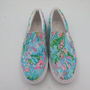 Lilly Pulitzer Julie Slip On Sneakers Womens 7.5M Tropical Floral Blue Pink m‎ thumbnail 4