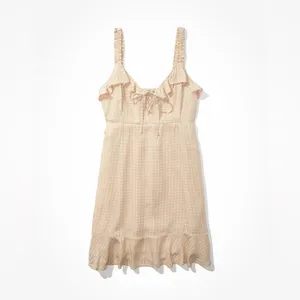 American Eagle Cream Pink Ruffle‎ Mini Dress thumbnail 2