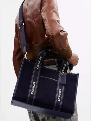 NIB + NWT Coach Smith Tote Bag In Gold/Dark Denim Gold Multi $428 MSRP thumbnail 2