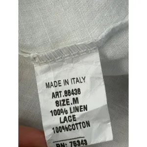 Alessia Pacini White 100% Linen Lace Sleeve Blouse Made in Italy Size M‎ thumbnail 9